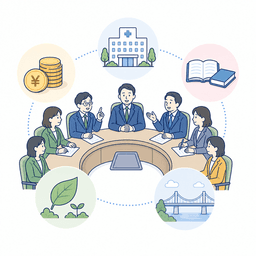 分野ごとに担当する国務大臣のイラスト