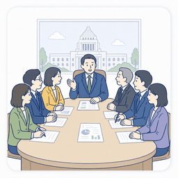 内閣をまとめる総理大臣のイラスト