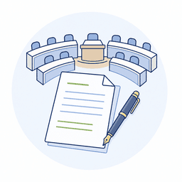 参議院議員提出法案を表す議席と書類のイラスト